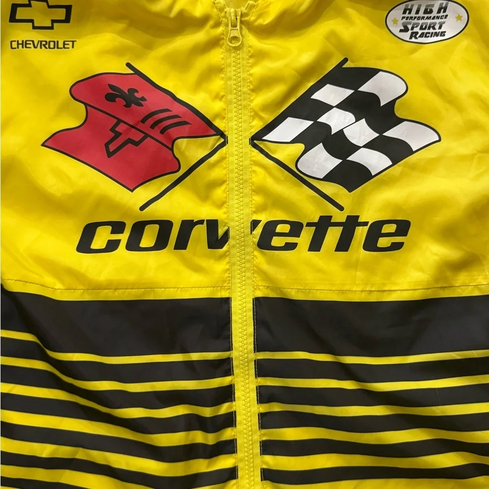 Chevy Corvette Wind Breaker Jacket Small Yellow Black Full Zip Chemistry - Picture 3 of 6